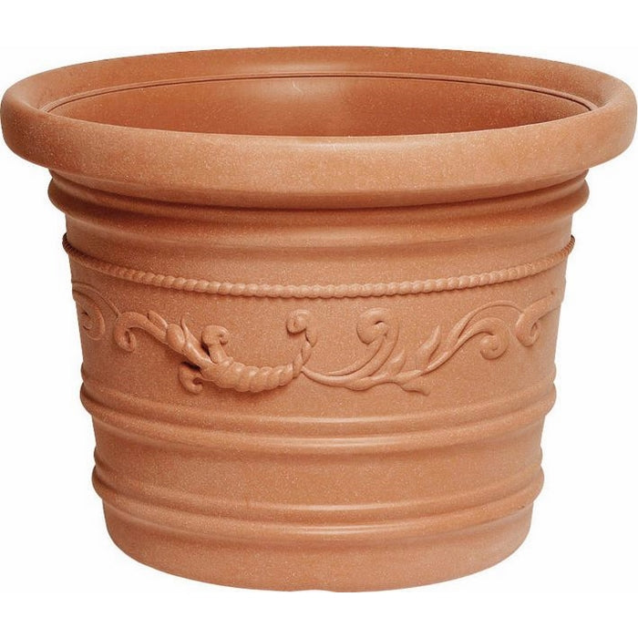 Vaso Tondo Festonato Ø 70 Cm in Resina colore Terracotta Doppio Bordo