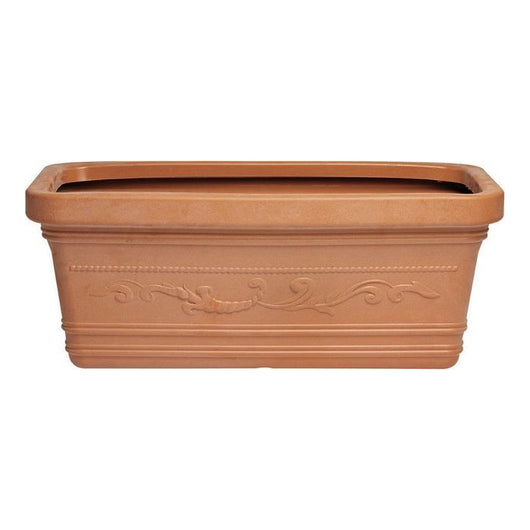 Vaso Rettangolare Resina Festonato Fioriera Giardino 60x32x28H cm terracotta