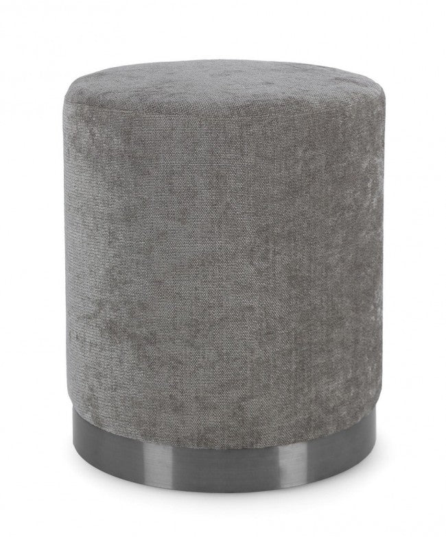 Pouf ⌀ 35x42 cm Ernestine in Tessuto Grigio