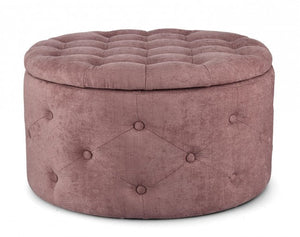 Pouf Contenitore Porta Scarpe ⌀ 70x40 cm Ernestine in Tessuto Rosa Antico