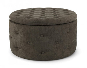 Pouf Contenitore Porta Scarpe ⌀ 70x40 cm Ernestine in Tessuto Timo