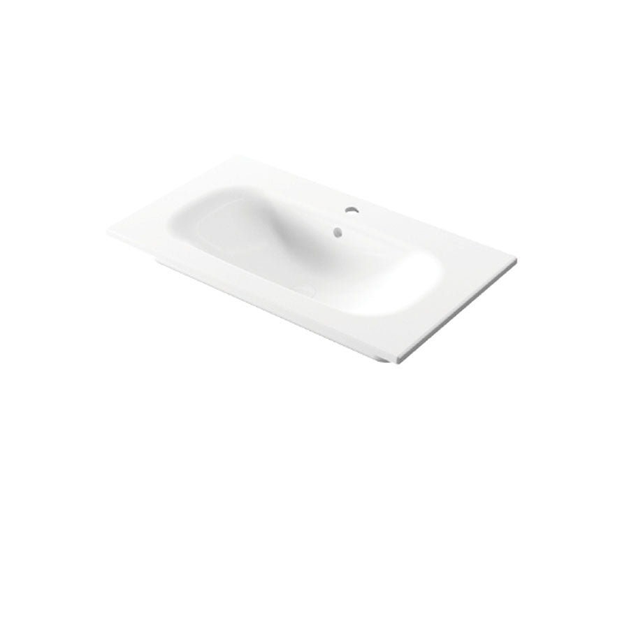 Lavabo da incasso rettangolare in ceramica bianca lucida 81x46cm serie Soft Disegno-Ceramica