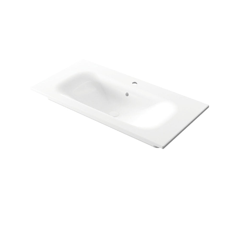 Lavabo da incasso rettangolare in ceramica bianca lucida 101x51cm serie Soft Disegno-Ceramica