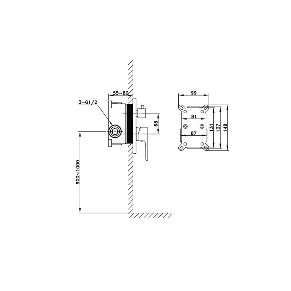 Miscelatore doccia da incasso della serie Round in ottone by GME - Cromato