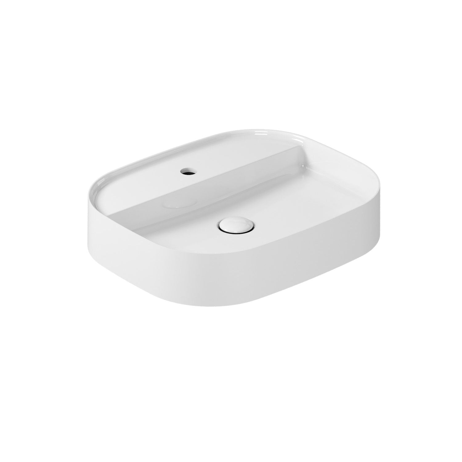 Lavabo da appoggio rettangolare con angoli stondati serie Smart-B di Ceramica Galassia -  Bianco lucido 55x45cm