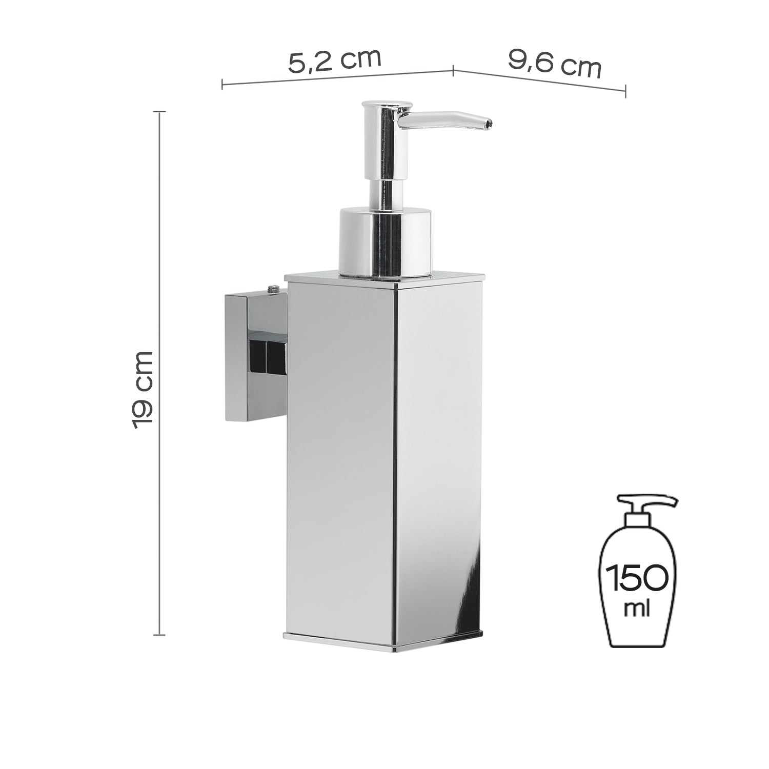 Dosasapone squadrato modello Seal di Gedy in Acciaio Inox AISI 304 - Cromato