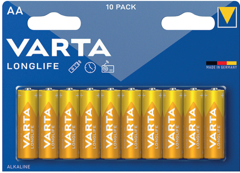 Varta batteria longlife stilo aa alcalina blister 10 pezzi