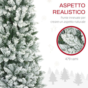 Albero di Natale Artificiale Innevato 180 cm 479 Rami Design Alto e Stretto Verde