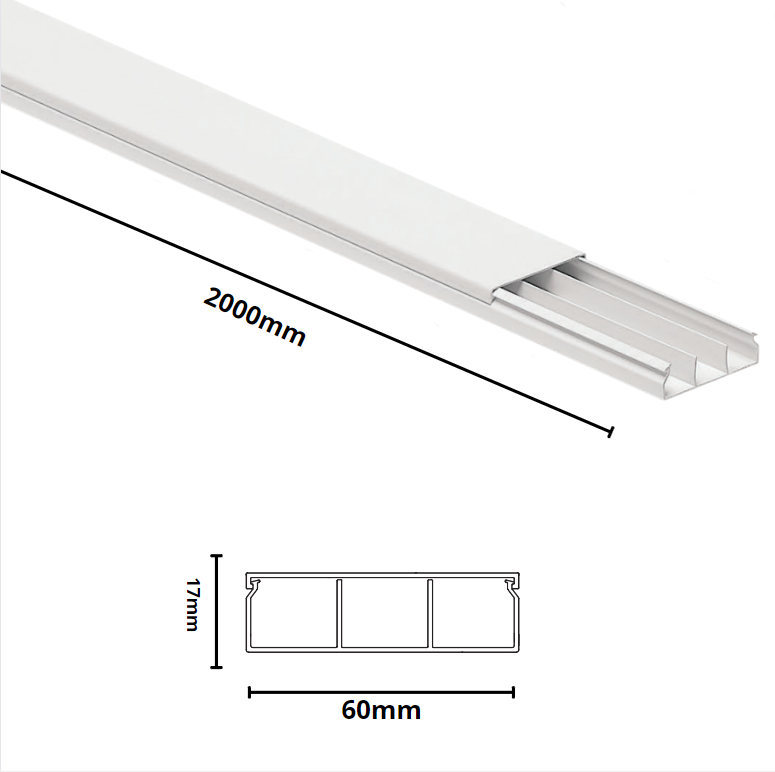 Canale bianco portacavi pvc rigido autoestinguente 60x17mm barra 2 metri