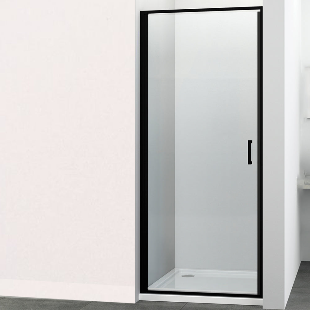 Porta doccia battente swing per box nicchia black profilo nero cristallo 6 mm *** misure 78-80xh195 cm, confezione 1