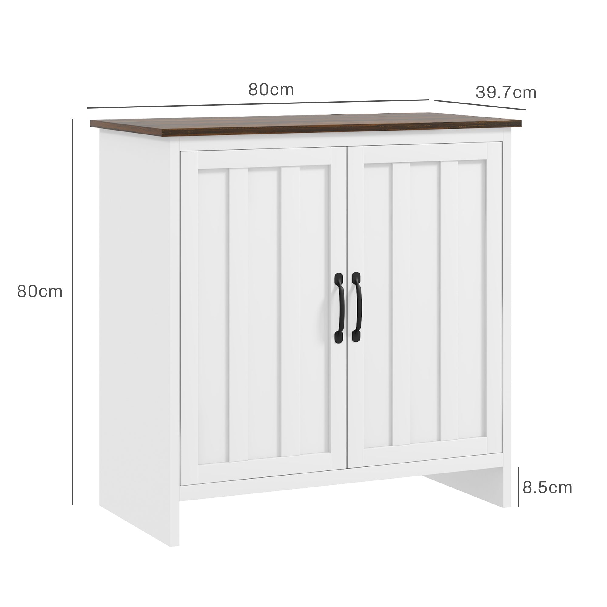 Credenza a 2 Ante Perlinate Ripiano Regolabile 80x39,7x80 cm Bianco