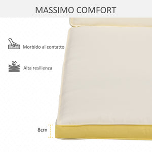 Cuscino per Lettino Prendisole da Giardino 188x53x8 cm in Poliestere Bianco Crema