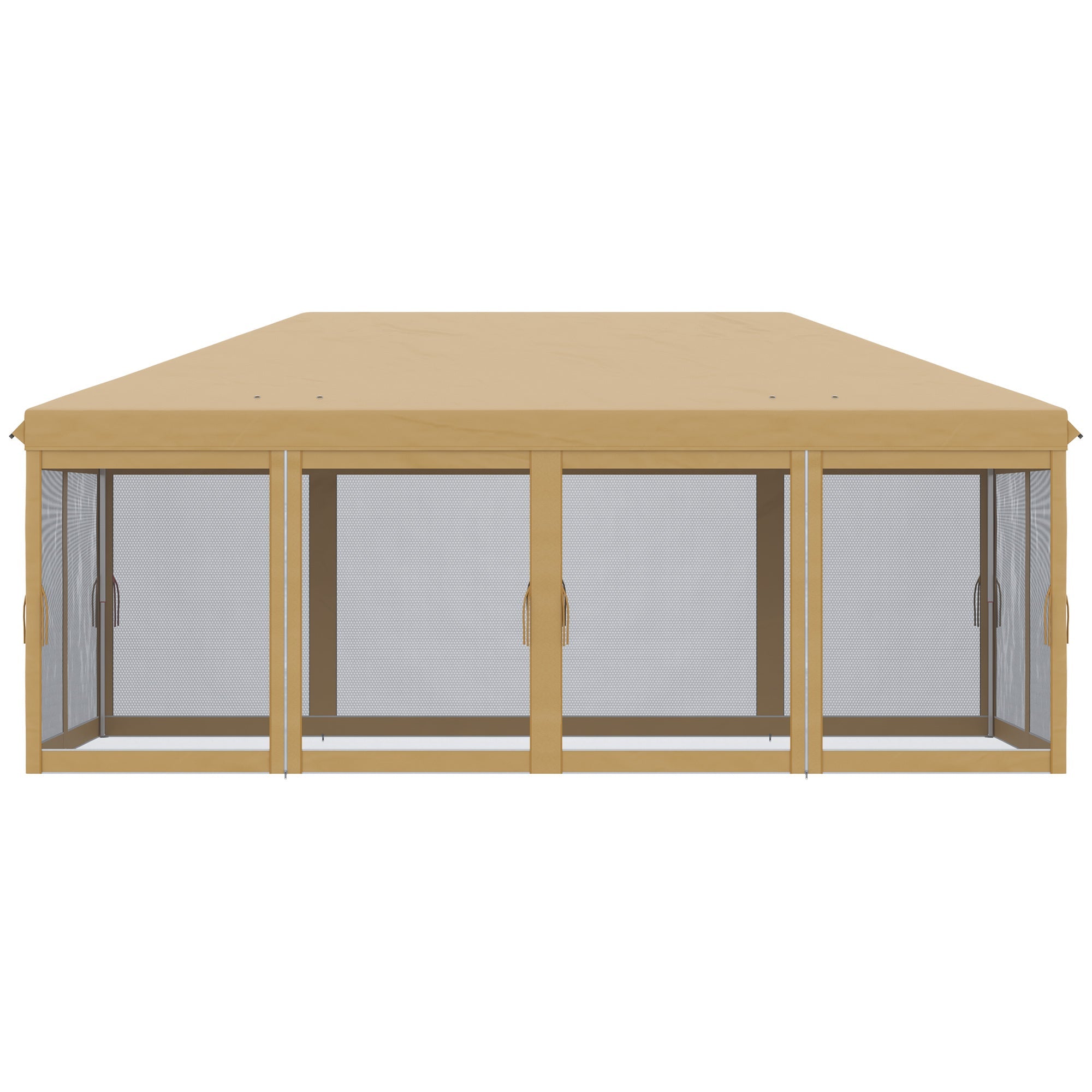 Gazebo da Giardino 6x3m Pieghevole con Zanzariera Altezza Regolabile e Borsa di Trasporto Beige