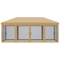 Gazebo da Giardino 6x3m Pieghevole con Zanzariera Altezza Regolabile e Borsa di Trasporto Beige