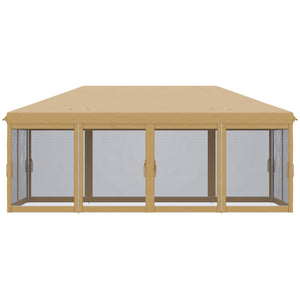 Gazebo da Giardino 6x3m Pieghevole con Zanzariera Altezza Regolabile e Borsa di Trasporto Beige