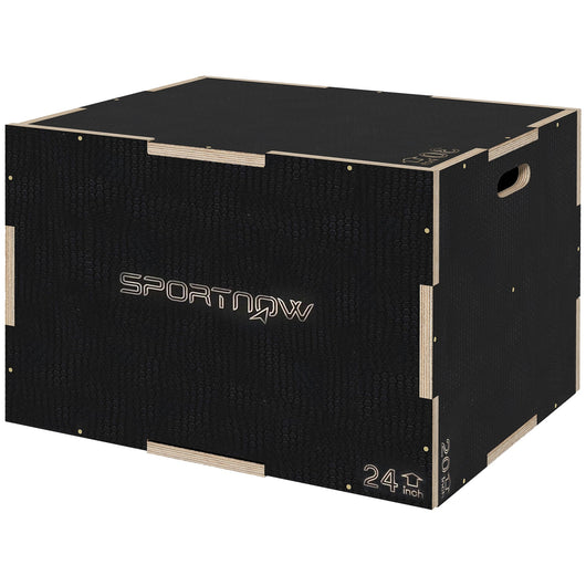 Box Jump Pliometrico a 3 Altezze 76-61-51 cm in Legno Antiscivolo Nero