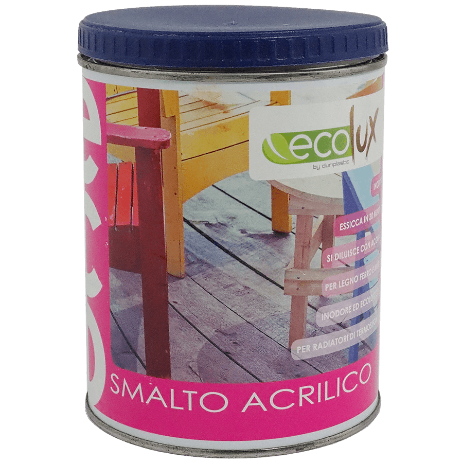 Ecolux smalto ecologico satinato acrilico ad acqua inodore per interno ed esterno *** tinta giallo, contenuto litri 0...