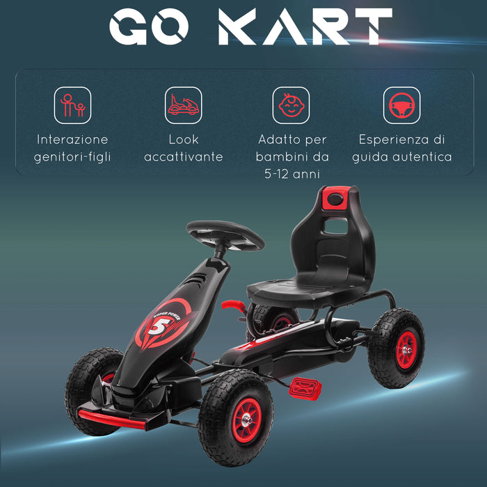 Go-Kart a Pedali per Bambini con Sedile Regolabile Rosso