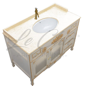 Arredo bagno barocco 120 cm con piano in marmo giallo EGIZIO