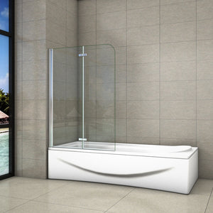 Parete Da Vasca Bagno Sopravasca Due Ante Movibili Pieghevoli Vetro 6 mm Temperato Anticalcare 90x140 cm