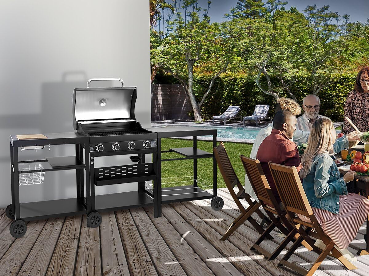 Habitat et Jardin Barbecue a Gas 4 Bruciatori 12 kW Nero