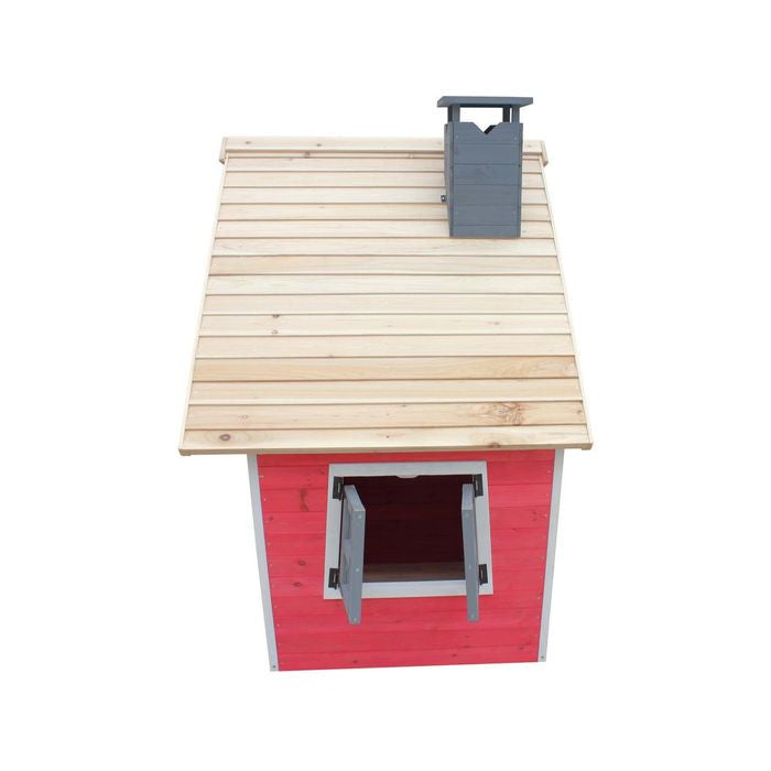 Casetta per Bambini Legno 119.5x156x102 cm Rosso/Grigio Habitat & Jardin