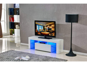 Mobile TV 130 cm Bianco con LED 16 Colori Telecomando Habitat et Jardin