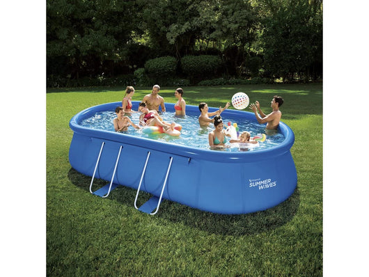 Piscina Fuori Terra Ovale 6,10x3,66x1,22m Blu Autoportante Habitat et Jardin