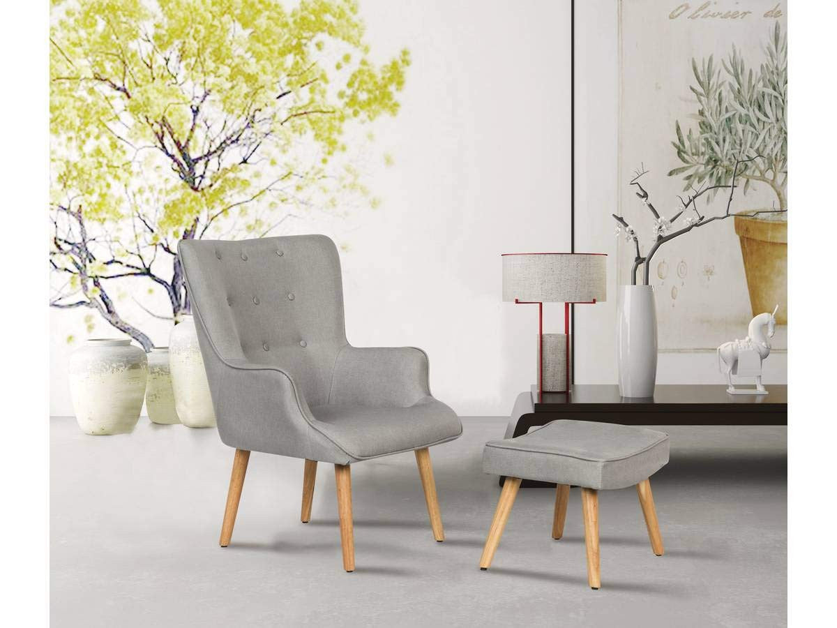 Poltrona Scandinava Grigio Chiaro in Lino Habitat et Jardin