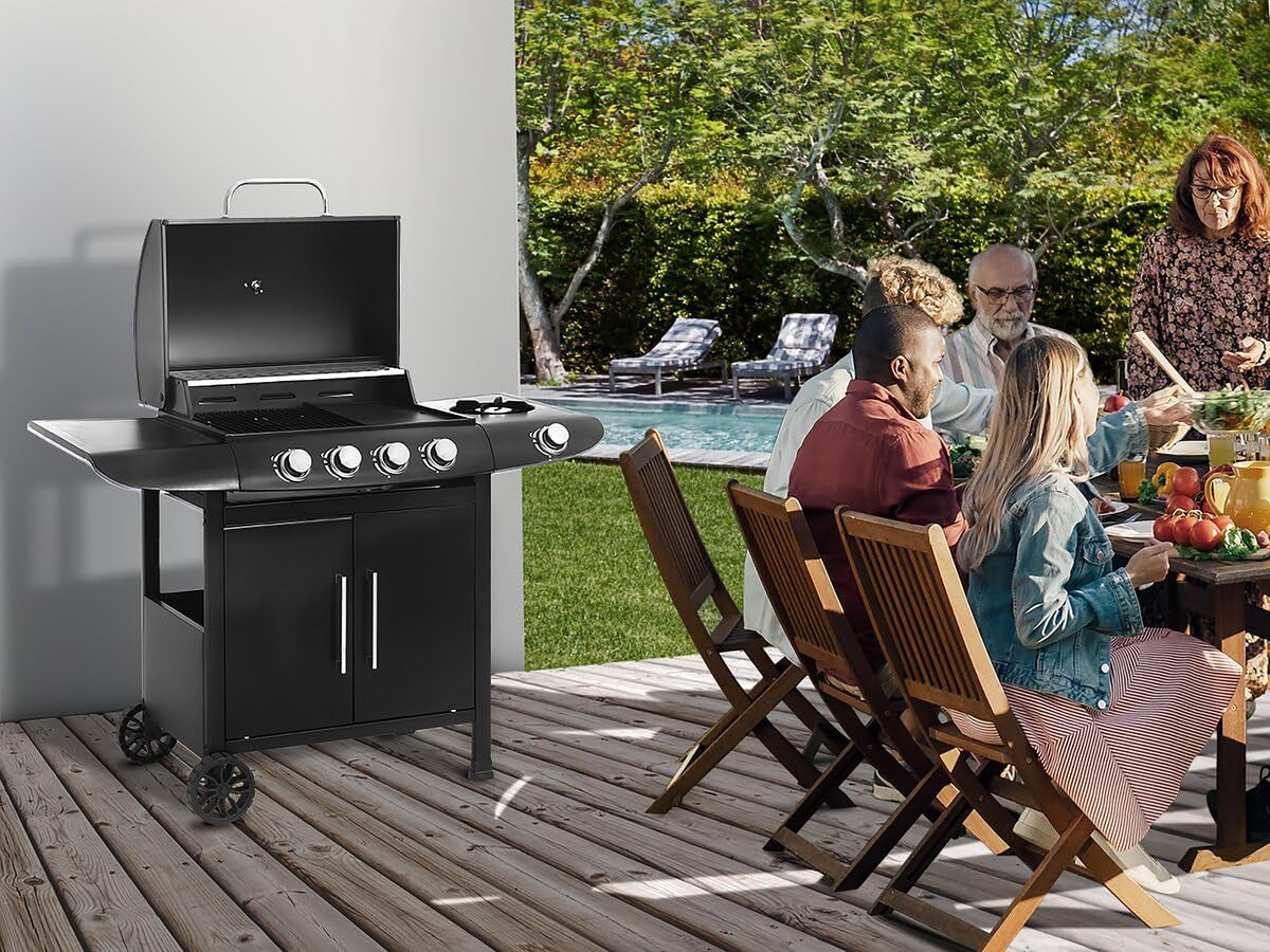 Habitat et Jardin Barbecue a Gas 5+1 Fornelli 14,5 kW Griglia Acciaio Inox