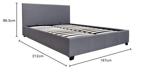 Letto Doppio 160x200 cm Grigio Con Contenitore Legno Habitat et Jardin