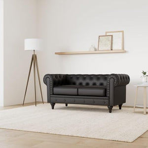 Habitat et Jardin Divano Chesterfield 2 Posti 157 cm Marrone Tessuto