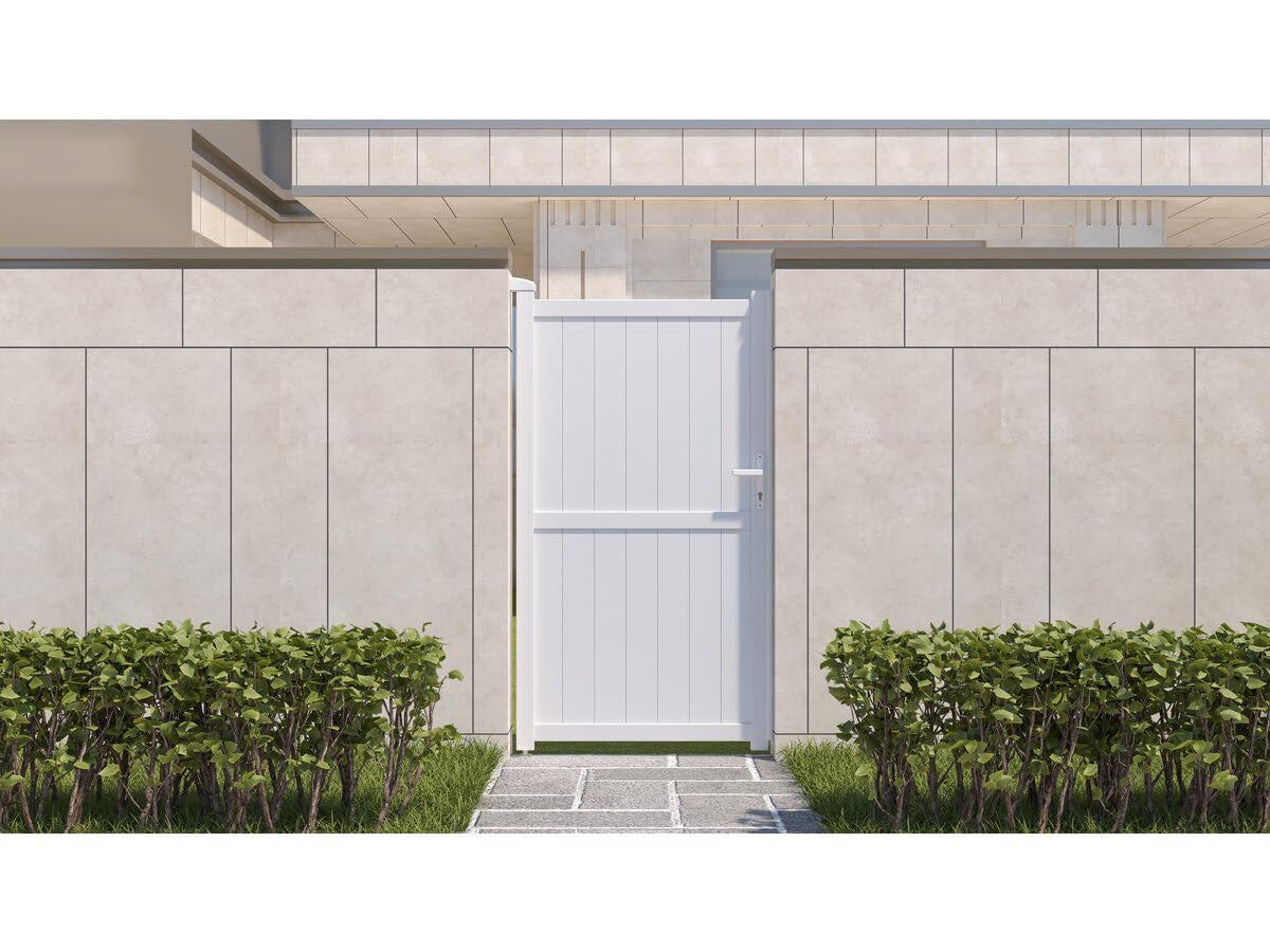 Cancello Pedonale Alluminio 101x181 cm Bianco Moderno Habitat et Jardin