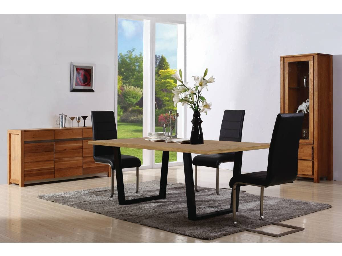 Tavolo da Pranzo 200x100cm Rovere e Metallo Nero Moderno Habitat et Jardin