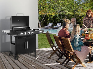 Habitat et Jardin Barbecue a Gas 5+1 Fornelli 14,5 kW Griglia Acciaio Inox