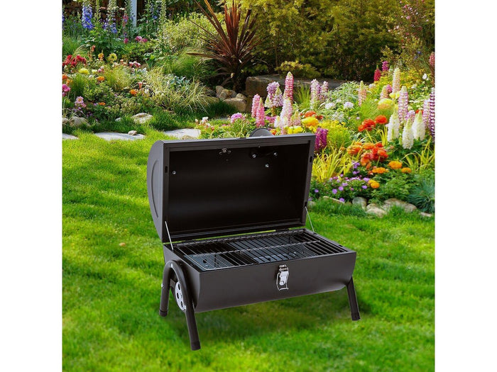 Habitat et Jardin Barbecue Portatile Acciaio Nero 42x27x43cm Due Scomparti