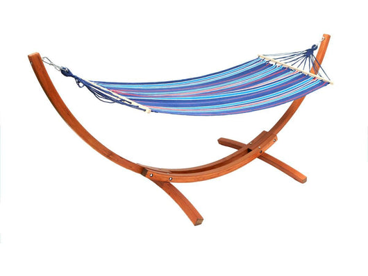 Amaca 315cm Legno e Cotone Blu Misto Doppia Habitat et Jardin