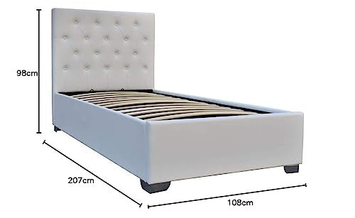 Habitat et Jardin Letto Singolo 90x190cm con Contenitore Bianco MDF Moderno