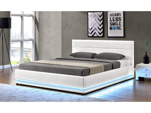 Letto LED 160x200cm con Contenitore Bianco Habitat et Jardin