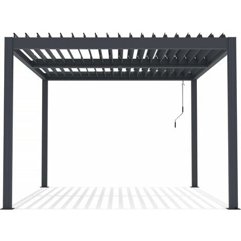 Habitat et Jardin Pergola Bioclimatica 3x4m Alluminio Grigio LED Windsor