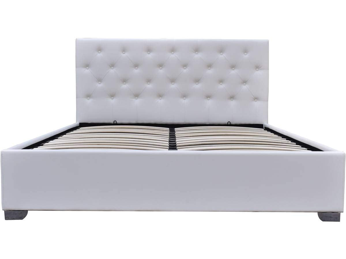 Letto Matrimoniale Contenitore 140x190 Bianco Testata Trapuntata Habitat et Jardin