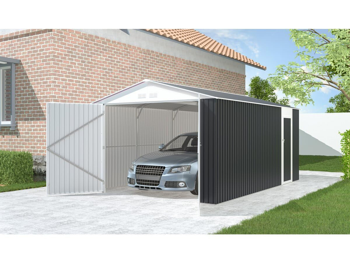 Garage in Metallo 15,36 mq Antracite Doppia Battente Habitat et Jardin