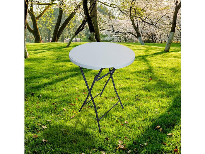 Tavolo Alto Pieghevole Ø 80 cm Plastica Bianco Habitat et Jardin