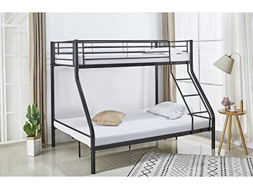 Letto a Castello 90x190 cm Metallo Nero con Scala Habitat et Jardin