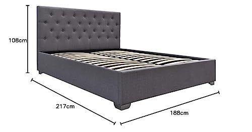 Letto Matrimoniale 180x200 cm Grigio Contenitore Testata Trapuntata Habitat et Jardin