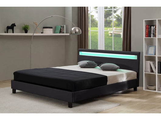 Habitat et Jardin Letto LED 140x190cm Nero Rete Inclusa