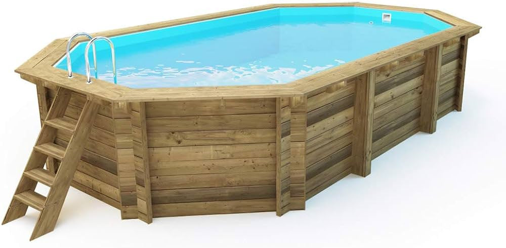 Habitat et Jardin Piscina in Legno Ottagonale 5.86x3.86x1.20m Pompa Calore 6.1kW