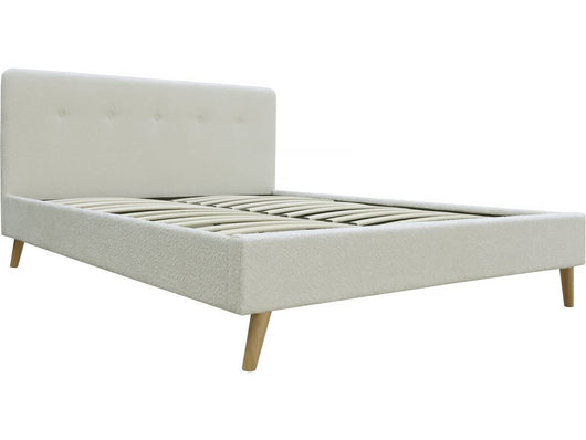 Letto matrimoniale 140x190 Tessuto Riccio Moderno Habitat et Jardin Crema