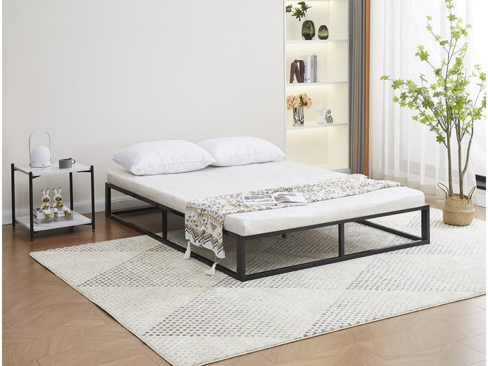 Habitat et Jardin Struttura Letto 140x190 cm Metallo Nero Moderno