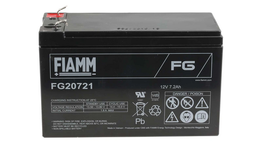 Fiamm Batteria al piombo Serie FG20721 12V 7,2Ah Alimentazione di emergenza UPS Collegamento Faston 187 piatto di 4,8 mm